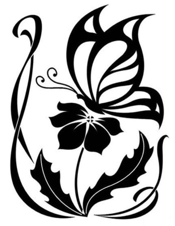 Монохромная вышивка крестом бабочки