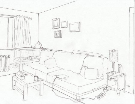 Набросок интерьера комнаты