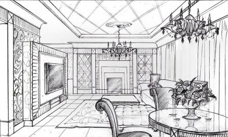 Эскиз декоративного украшения интерьера