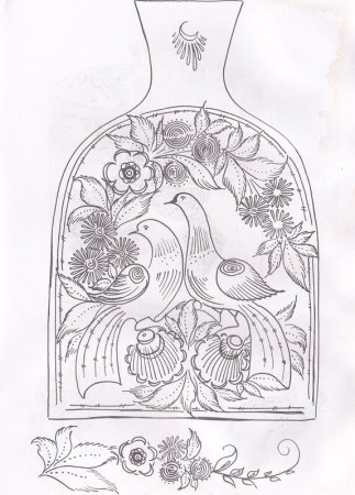 Городецкая роспись доска разделочная раскраска