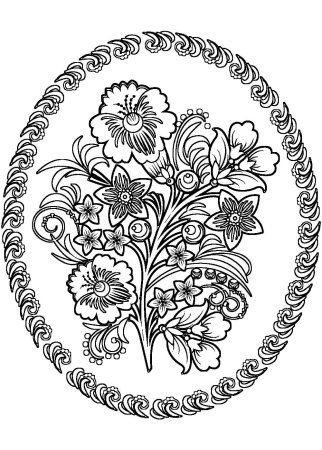 Жостовский поднос раскраска для детей