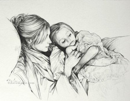 Набросок мамы карандашом