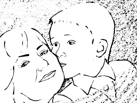 Раскраска мама и сын