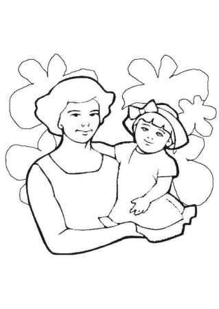 Контур рисунка к Дню мамы
