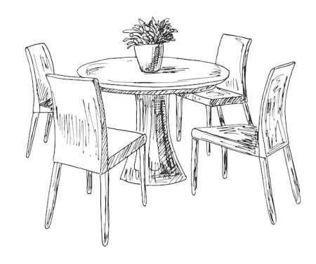Стул и стол карандашом
