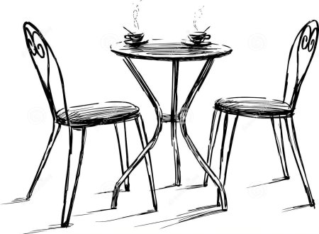 Стул и стол карандашом