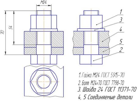 Чертеж болтового соединения рис237