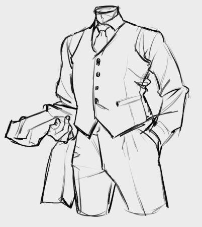 Эскиз мужского костюма карандашом