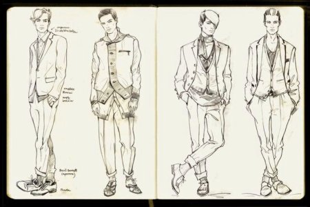 Модельные скетчи одежды мужской