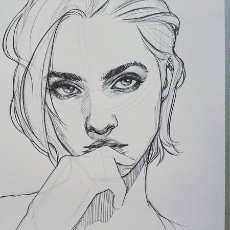 Скетч портрет девушки