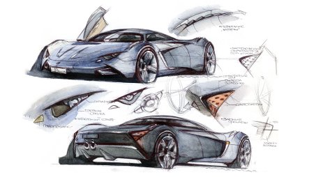 Спортивный автомобиль скетч