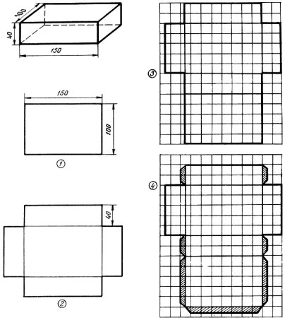 Чертеж спичечного коробка вид спереди