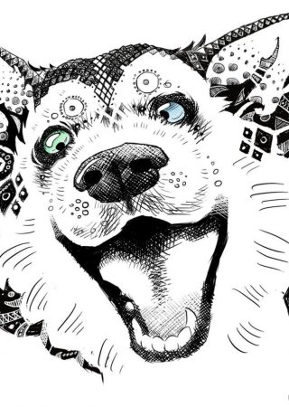 Тату собака Графика