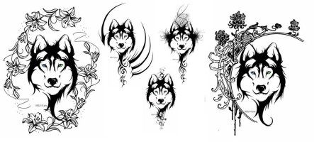 Тату хаски эскиз