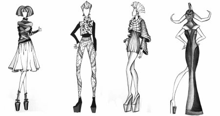 Рисунки дизайнеров одежды карандашом