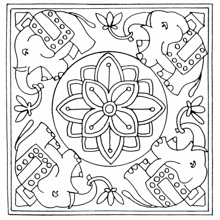 Орнамент в квадрате раскраска