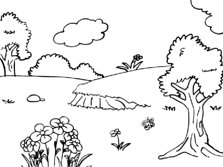 Пейзаж контур