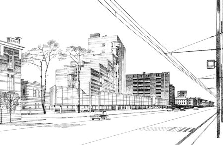 Современный город Графика