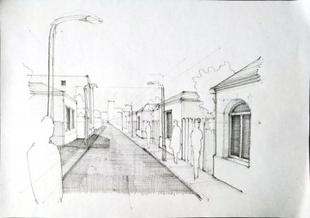 Линейная перспектива улица города