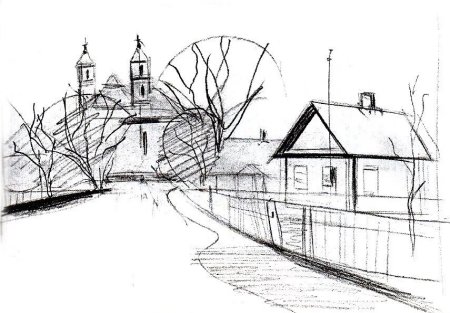 Набросок городского пейзажа легкий