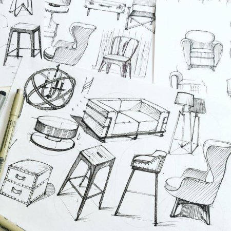 Скетчи предметов интерьера