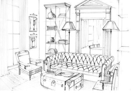 Предметы интерьера карандашом