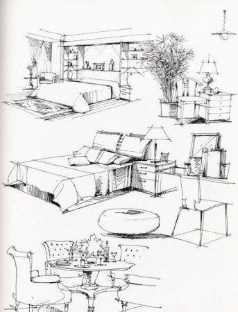 Композиционные зарисовки интерьера