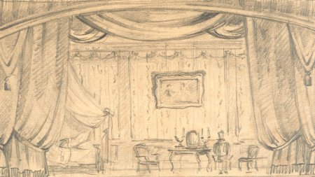 Эскиз сцены с декорациями
