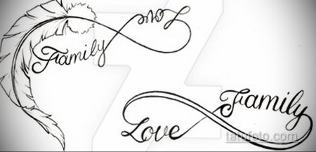 Эскиз тату перо с надписью