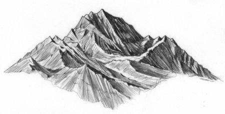 Горный пейзаж в графике