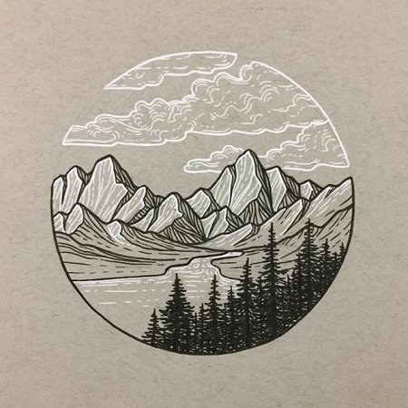 Горы Минимализм в круге