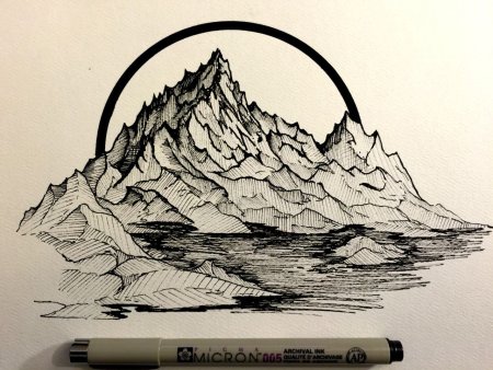 Скетчи ручкой горы