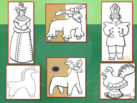 Дымковская игрушка силуэты для рисования