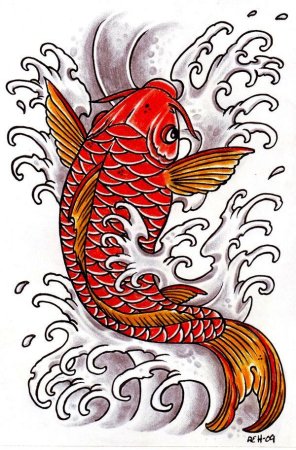 Золотая рыбка красивый эскиз