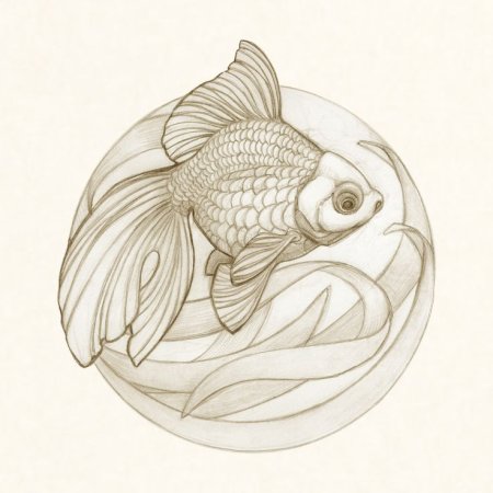 Золотая рыбка эскиз