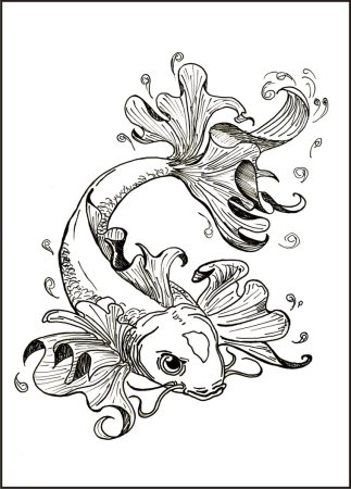 Эскиз рыбки карандашом