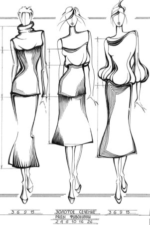 Эскизы моделей в разных одеждах
