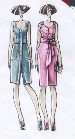 Эскизы одежды гуашью