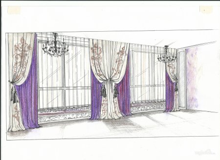 Эскиз штор в гостиную