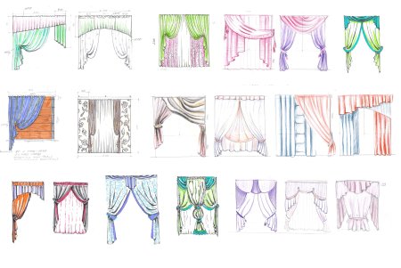 Эскизы штор карандашом