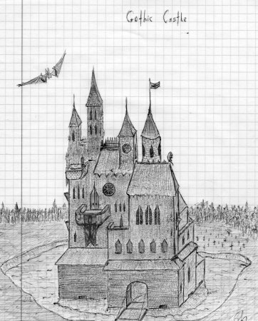Замок рисунок карандашом