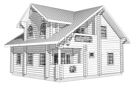 Нарисовать деревянный дом