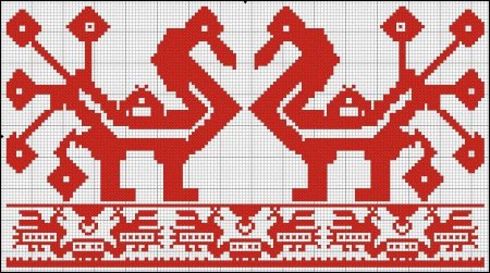 Славянская вышивка птицы