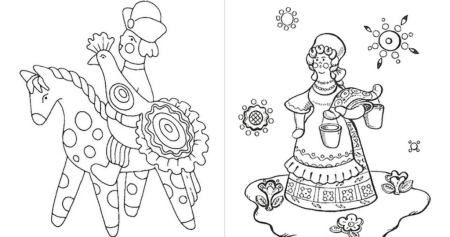 Дымковская игрушка олень раскраска