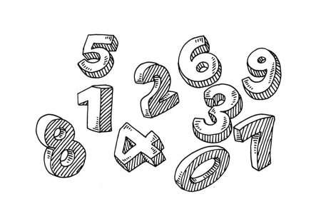 Объемные цифры карандашом