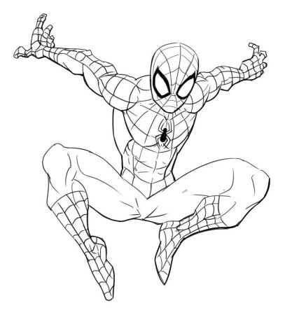 Раскраска Супергерои Марвел человек паук