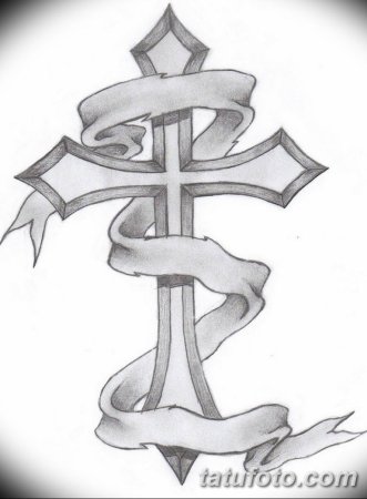 Крест с крыльями тату эскиз
