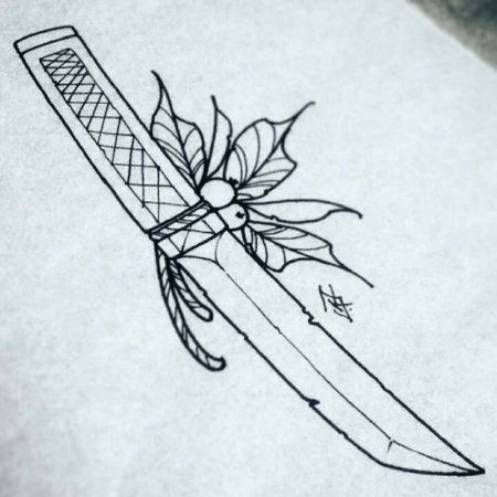 Нож бабочка эскиз тату