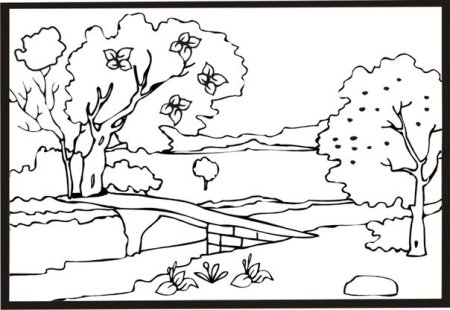 Весенний пейзаж раскраска