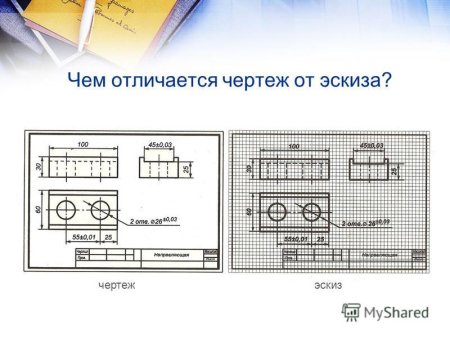 Отличие эскиза от рабочего чертежа